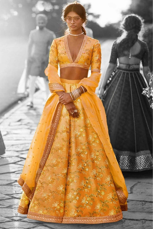 Mustard Thai Silk Lehenga Choli NCLC10110259
