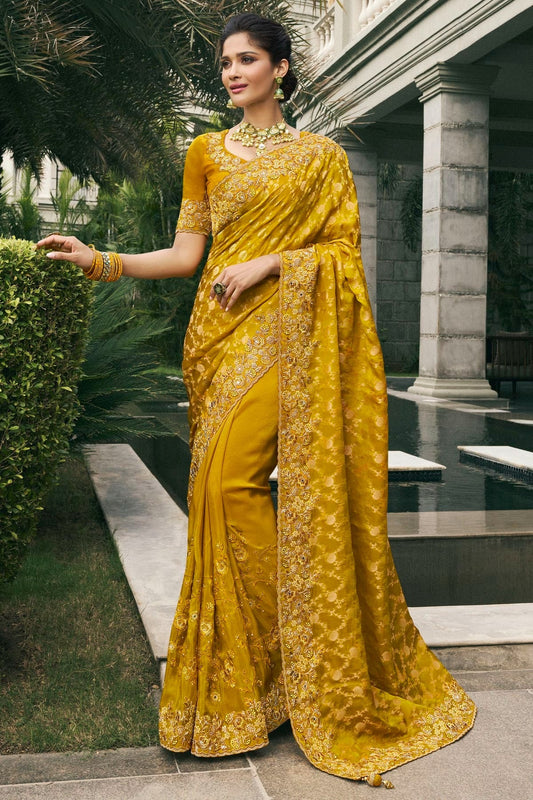 Mustard Tissue Silk Designer Saree NCSD12910108