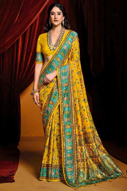 Mustard Tussar Silk Paisley Printed Saree NCSD11110296