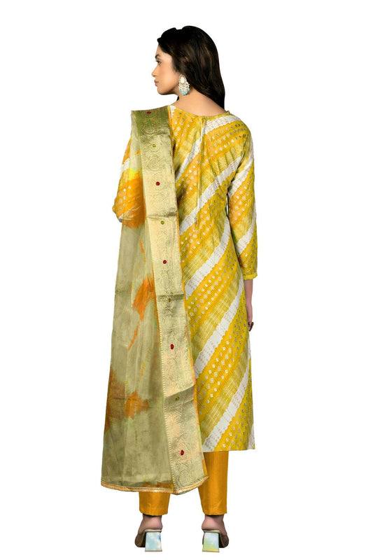 Mustard Unstitched Jam Cotton Straight Suit NCUS11610345