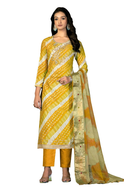 Mustard Unstitched Jam Cotton Straight Suit NCUS11610345
