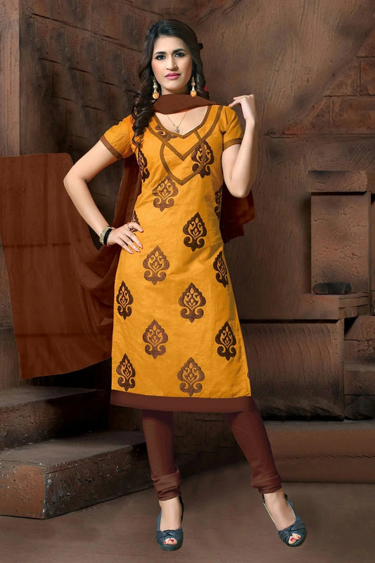 Mustard Unstitched Modal Cotton Churidar Suit NCUS11610196