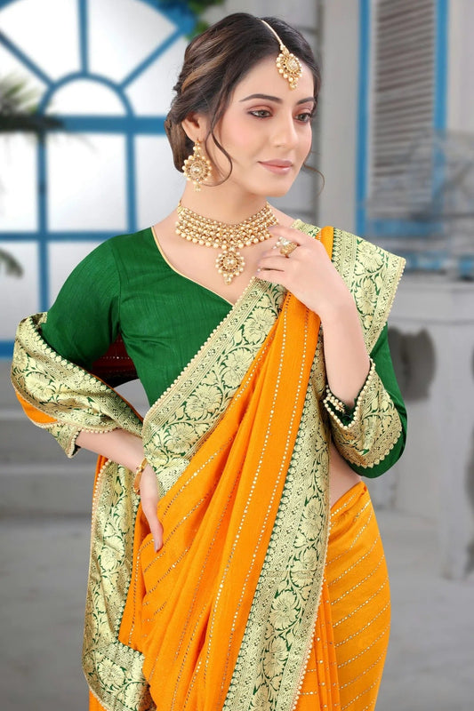 Mustard Vichitra Silk Designer Saree NCLC11210381