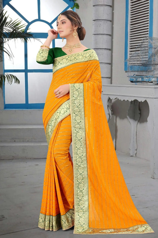 Mustard Vichitra Silk Designer Saree NCLC11210381