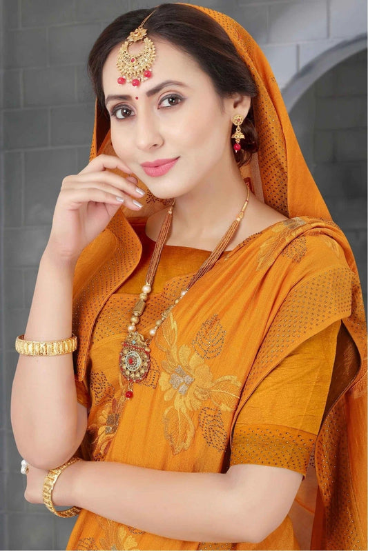 Mustard Vichitra Silk Designer Saree NCSD11210725