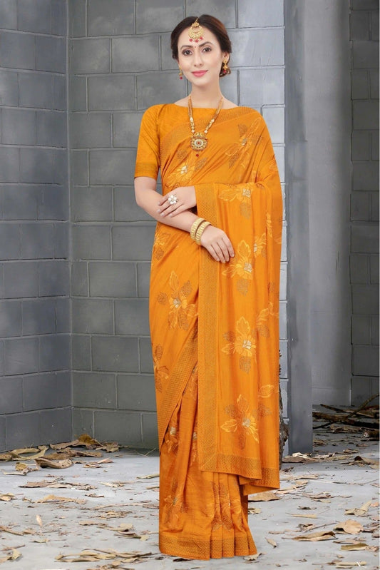 Mustard Vichitra Silk Designer Saree NCSD11210725