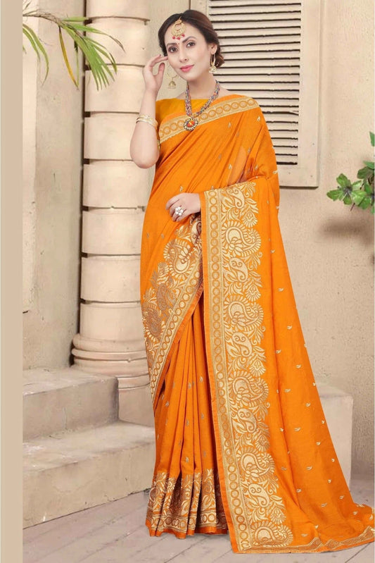 Mustard Vichitra Silk Designer Saree NCSD11210728