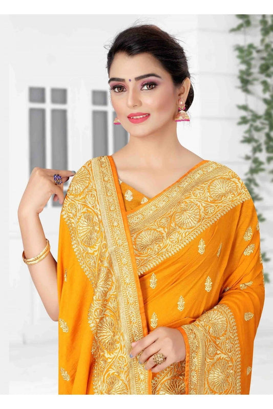 Mustard Vichitra Silk Designer Saree NCSD11210752