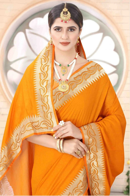Mustard Vichitra Silk Designer Saree NCSD11210775