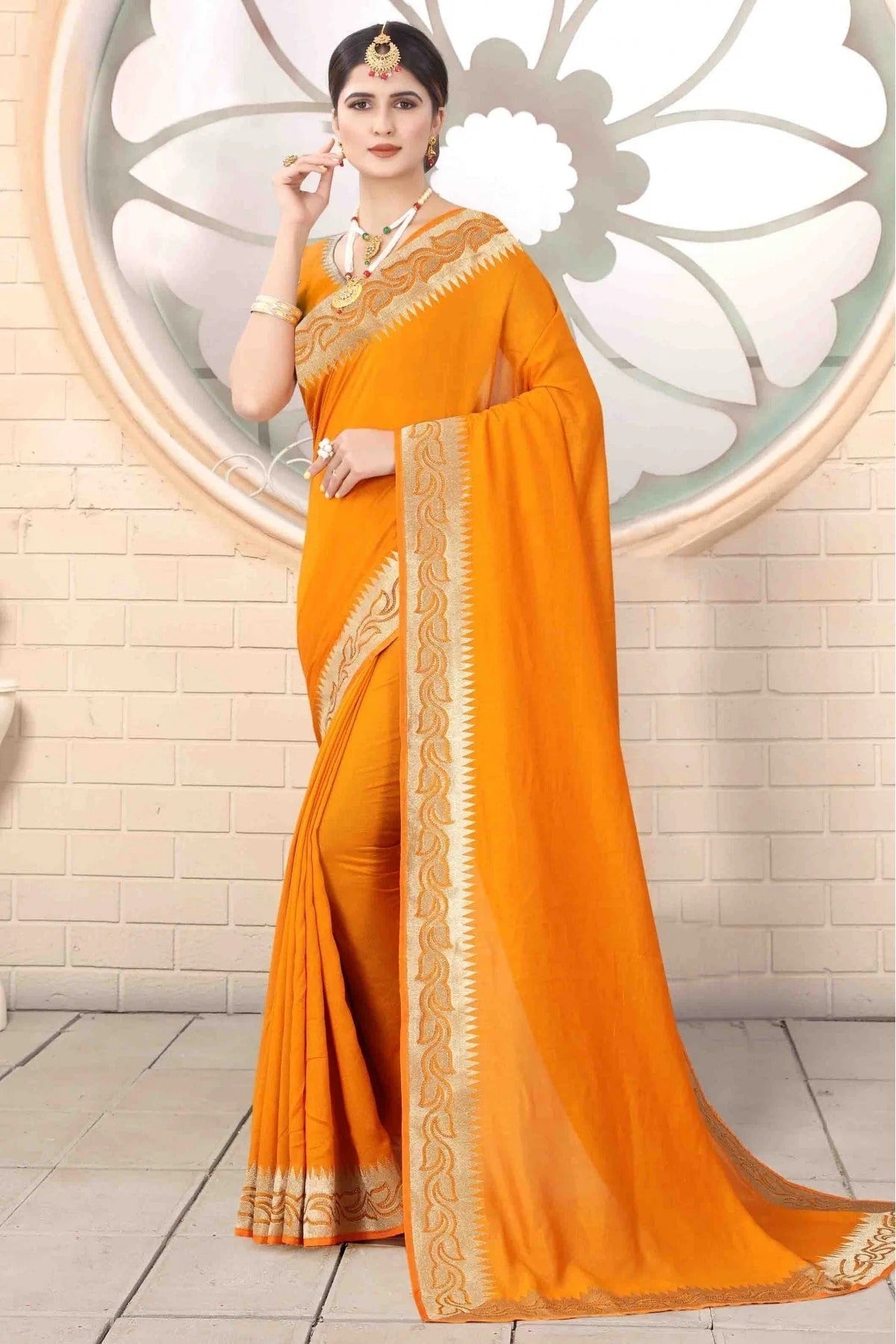 Mustard Vichitra Silk Designer Saree NCSD11210775