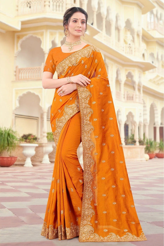 Mustard Vichitra Silk Resham Saree NCSD10910682