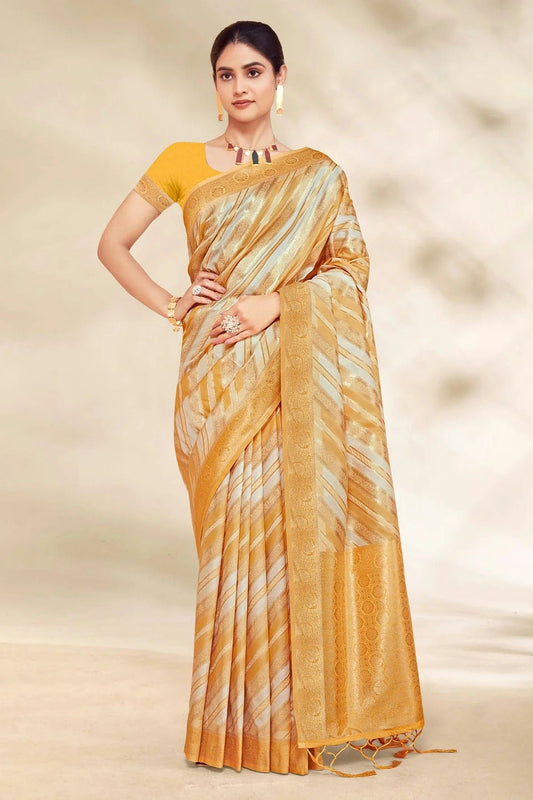 Mustard Woven Cotton Saree NCSD11010494