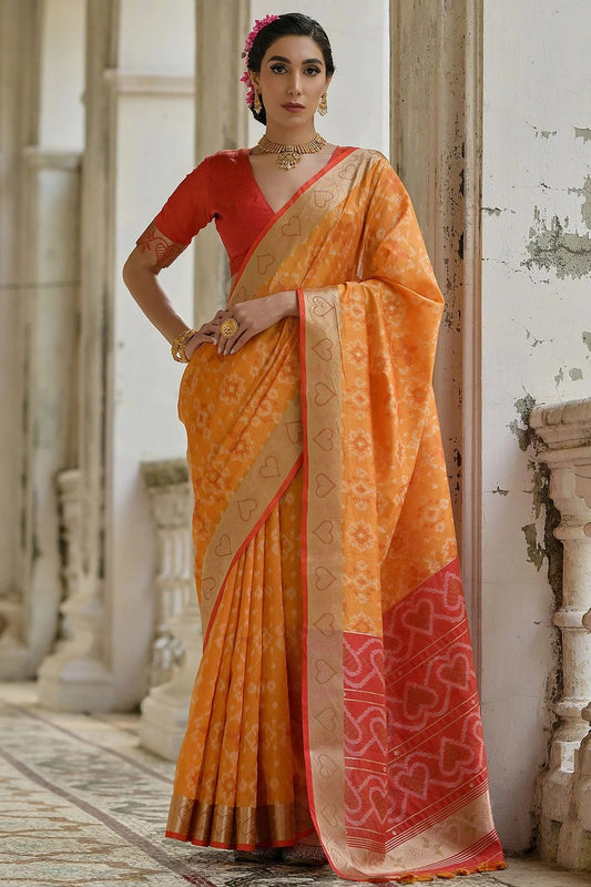 Mustard Woven Raw Silk Saree NCSD12610150
