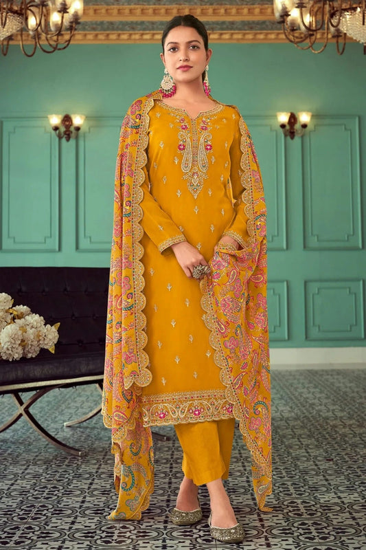 Mustrad Semi Stitched Georgette Pant Style Suit NCSM11410538