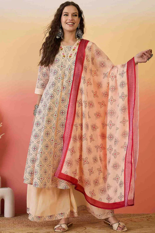 nivakafashions Peach Khadi Silk Stitched Palazzo Pant Suit-NFL0011