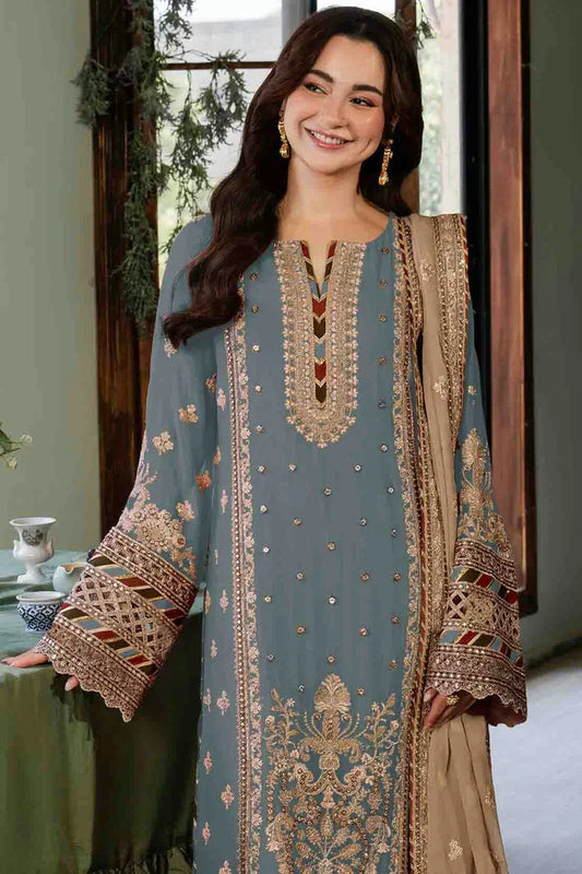 nivakafashions Slate Blue Faux Georgette Pakistani Suit-NFL0018