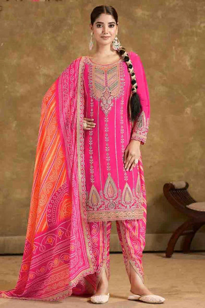 nivakafashions Pink Chinon Patiala Suit-NFL0022