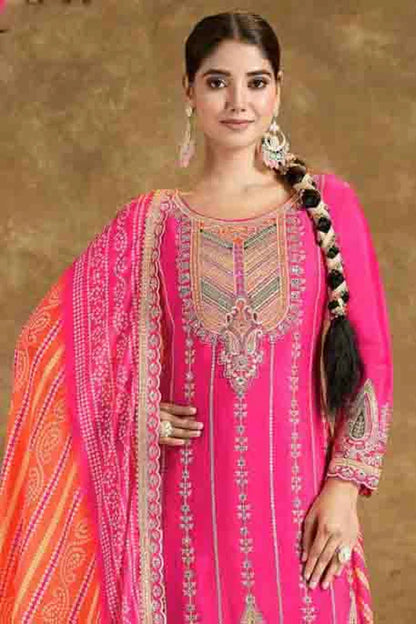 nivakafashions Pink Chinon Patiala Suit-NFL0022
