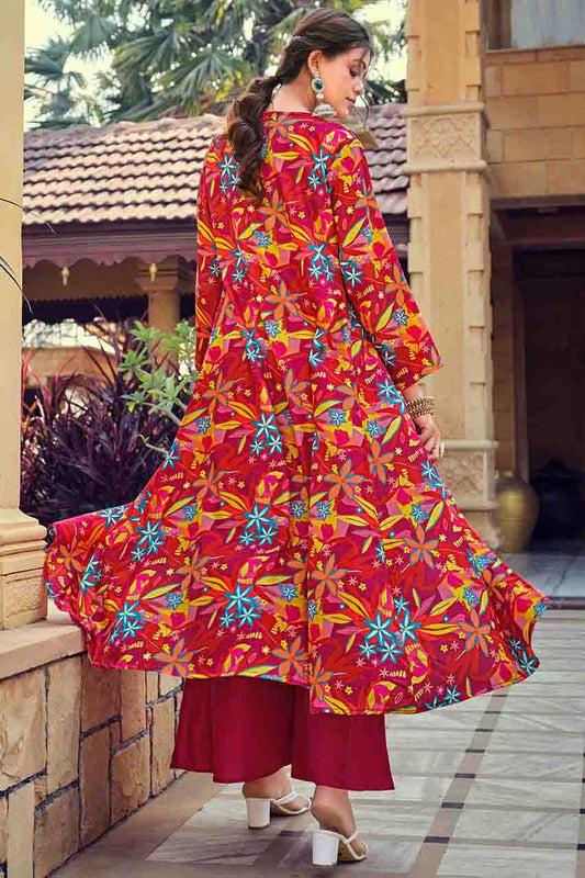 nivakafashions Pink Silk Stitched Indo Western Suit-NFL006