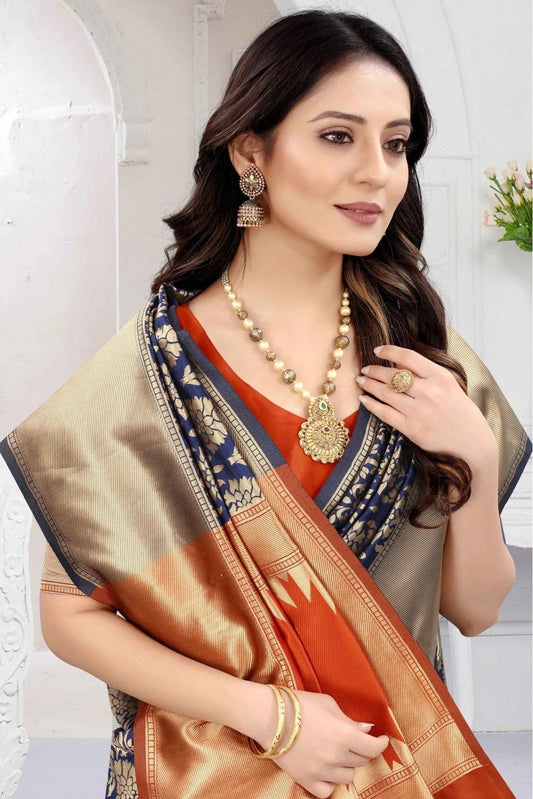 Navy Blue Banarasi Art Silk Woven Saree NCSD11210840
