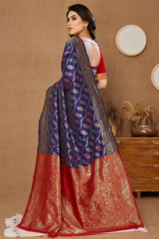 Navy Blue Banarasi Silk Saree NCSD11112488