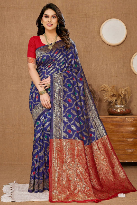 Navy Blue Banarasi Silk Saree NCSD11112488
