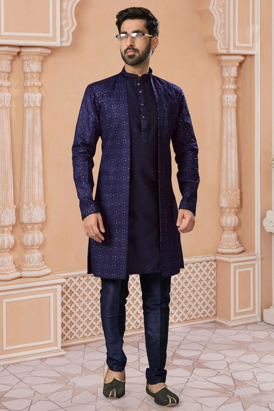 Navy Blue Champion Silk Sherwani NCSH10410254