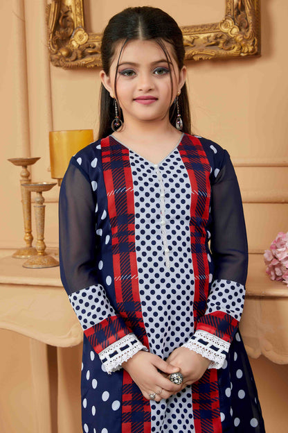 Navy Blue Faux Georgette Pant Style Suit NCGW10710840