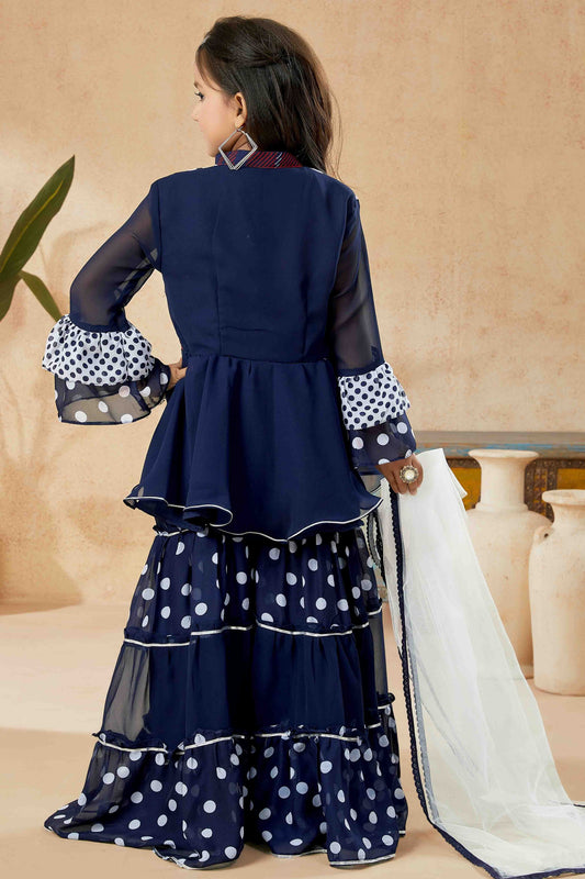 Navy Blue Faux Georgette Sharara Suit NCGW10710842