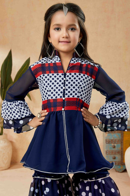 Navy Blue Faux Georgette Sharara Suit NCGW10710842