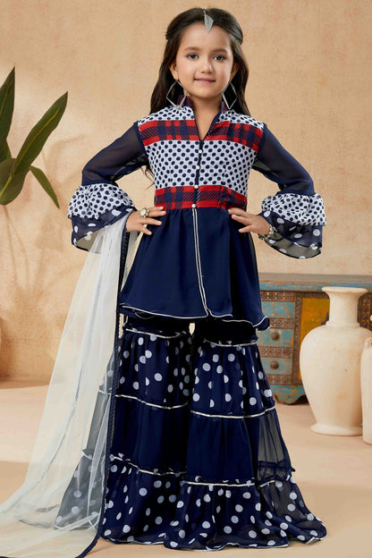 Navy Blue Faux Georgette Sharara Suit NCGW10710842