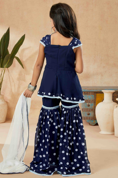 Navy Blue Faux Georgette Sharara Suit NCGW10710843