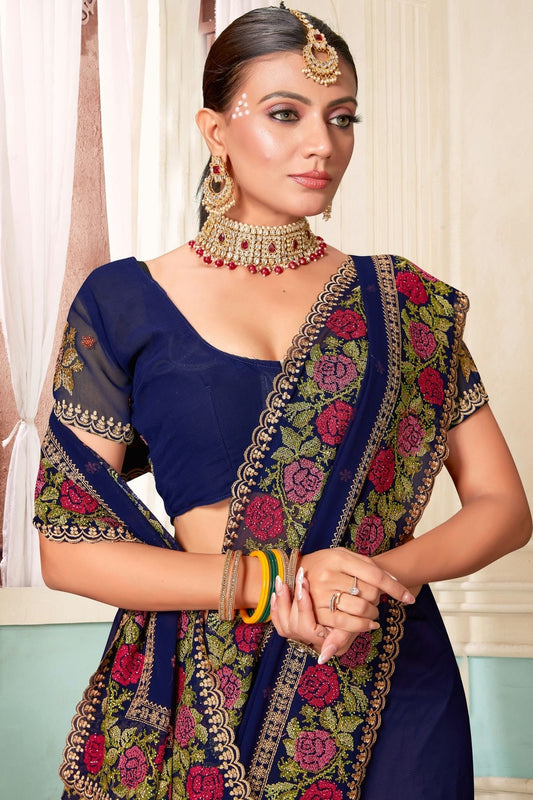 Navy Blue Georgette Designer Saree NCLC11210362