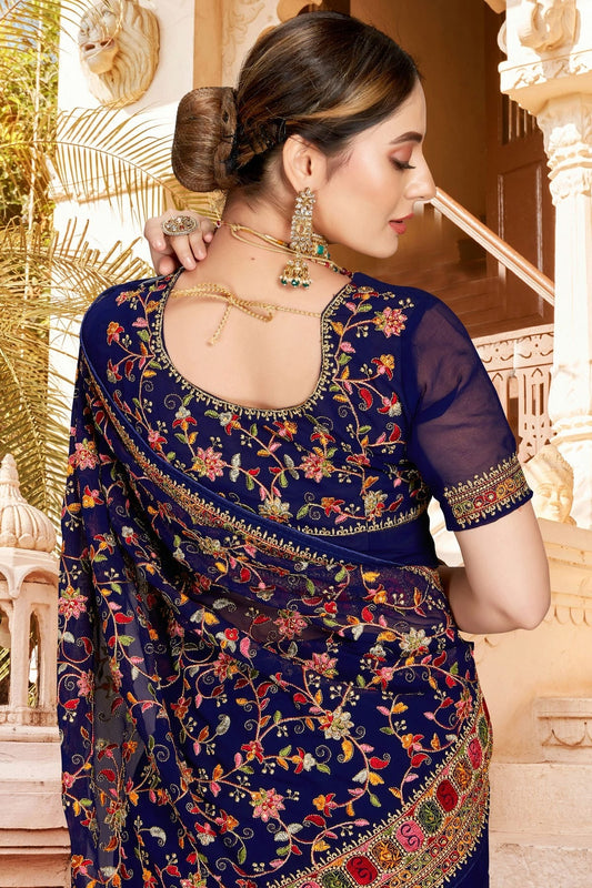 Navy Blue Georgette Designer Saree NCLC11210494
