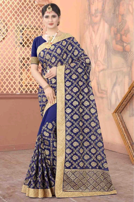 Navy Blue Georgette Designer Saree NCSD10910575