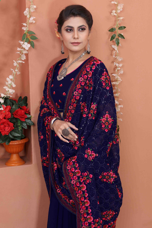 Navy Blue Georgette Designer Saree NCSD10910729