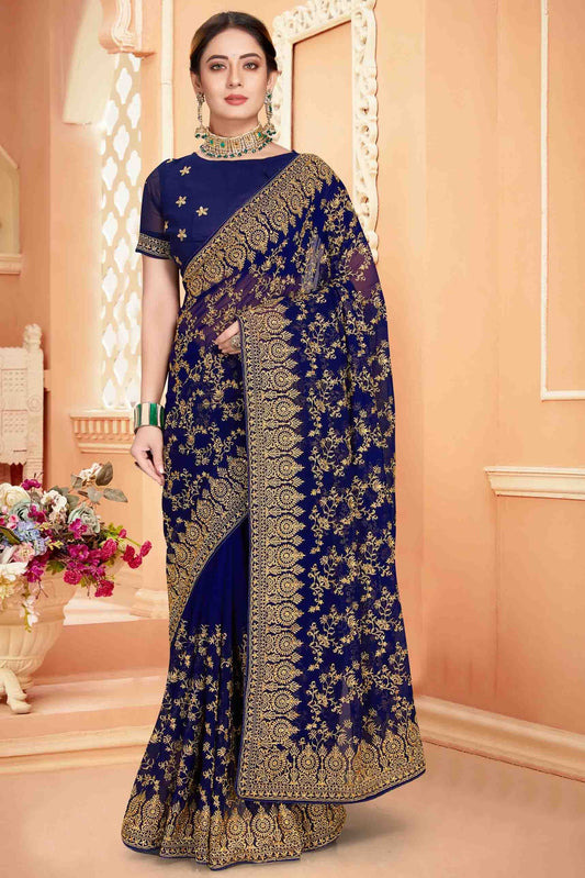 Navy Blue Georgette Designer Saree NCSD10910750