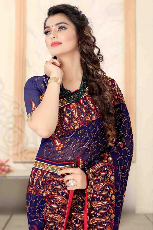 Navy Blue Georgette Designer Saree NCSD11210769