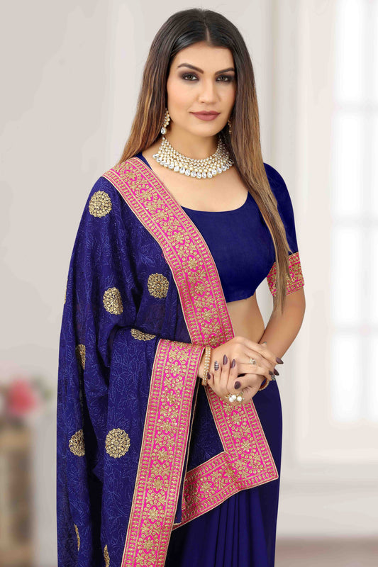 Navy Blue Georgette Designer Saree NCSD11210919