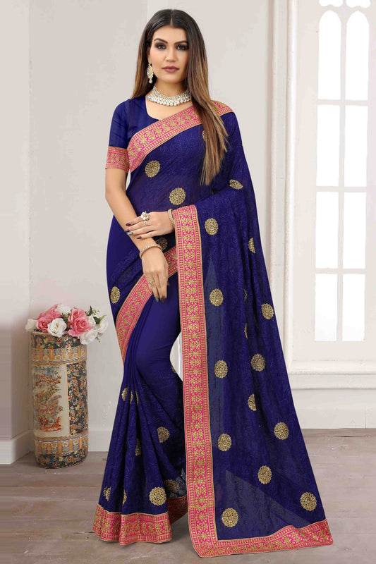 Navy Blue Georgette Designer Saree NCSD11210919