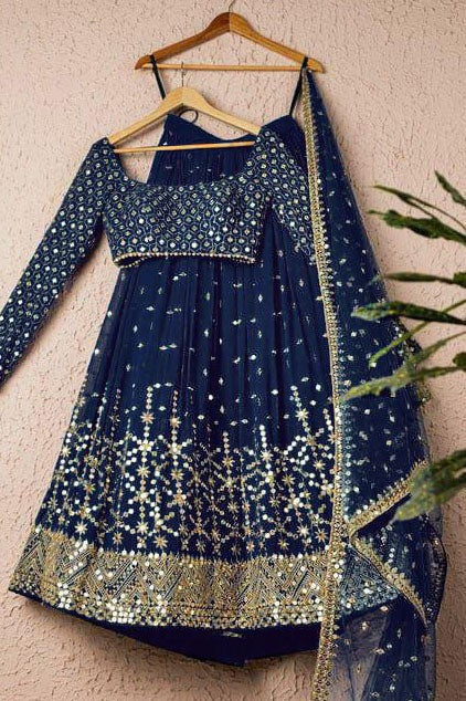 Navy Blue Georgette Embroidery Lehenga Choli NCLC10210152