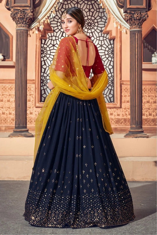 Navy Blue Georgette Embroidery Lehenga Choli NCLC11510139