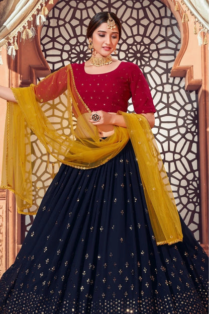 Navy Blue Georgette Embroidery Lehenga Choli NCLC11510139
