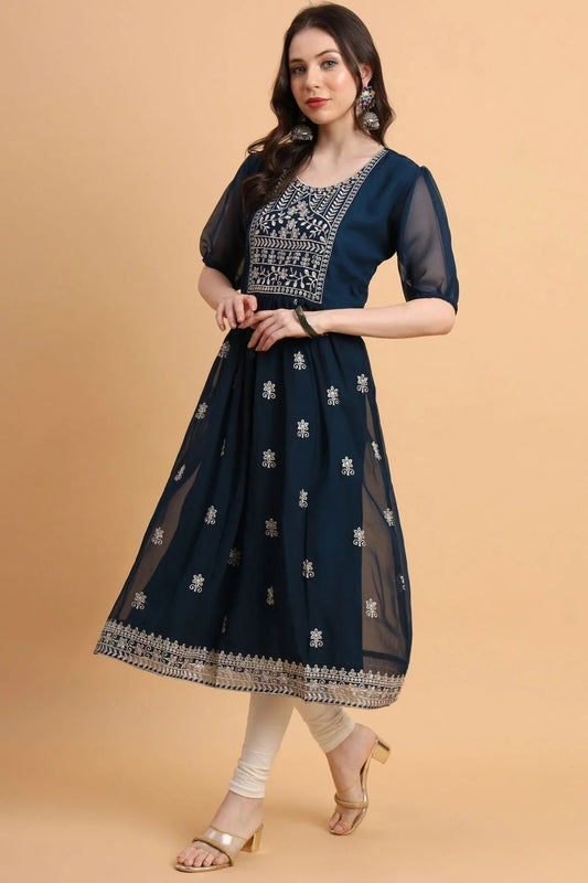 Navy Blue Georgette Kurti NCKR11112097
