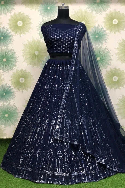 Navy Blue Georgette Lehenga Choli NCLC10210147