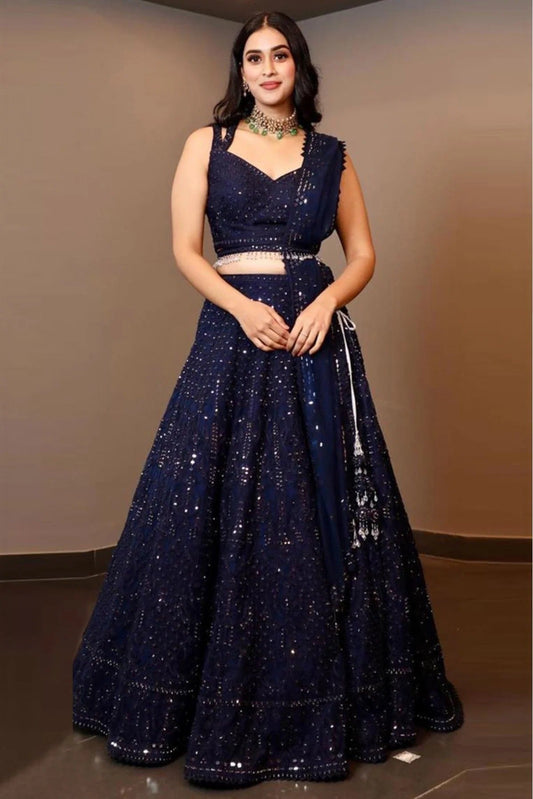 Navy Blue Georgette Lehenga Choli NCLC10210147