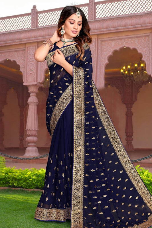 Navy Blue Georgette Saree NCSD10910356