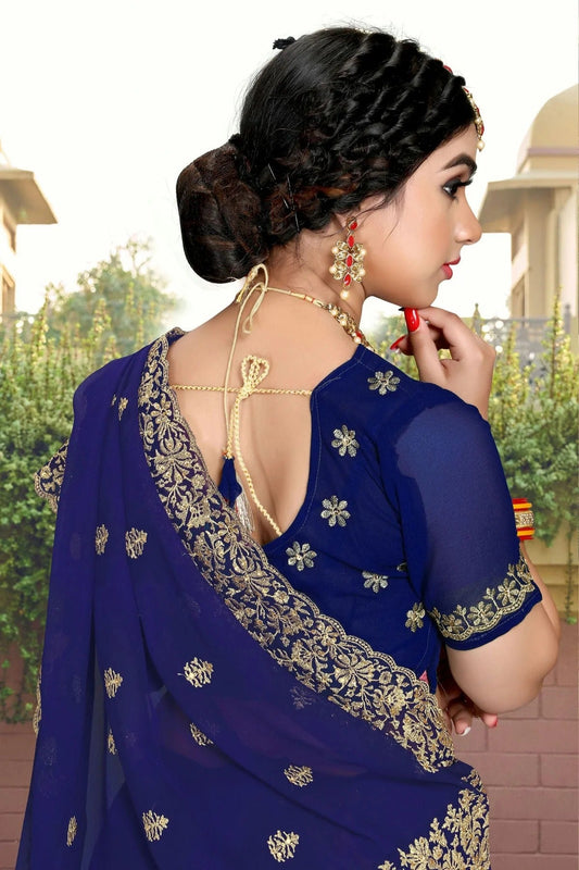 Navy Blue Georgette Saree NCSD10910404