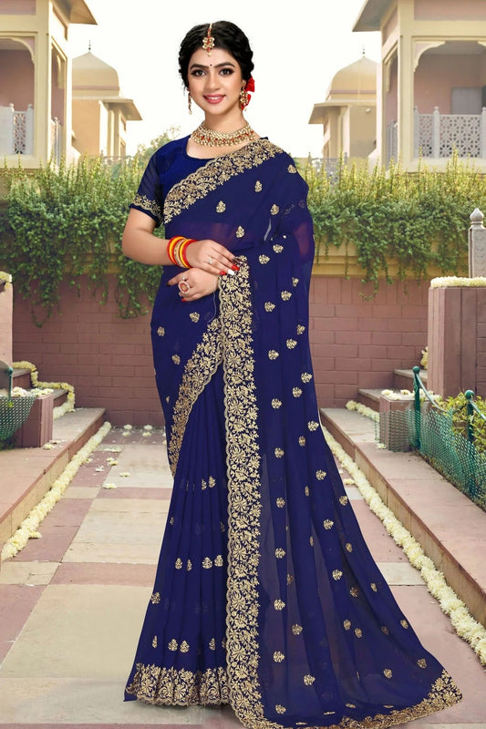 Navy Blue Georgette Saree NCSD10910404