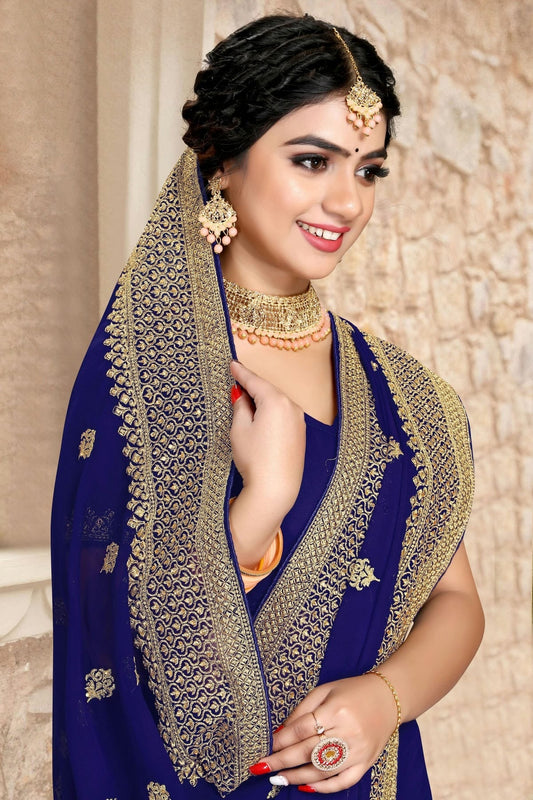 Navy Blue Georgette Saree NCSD10910411